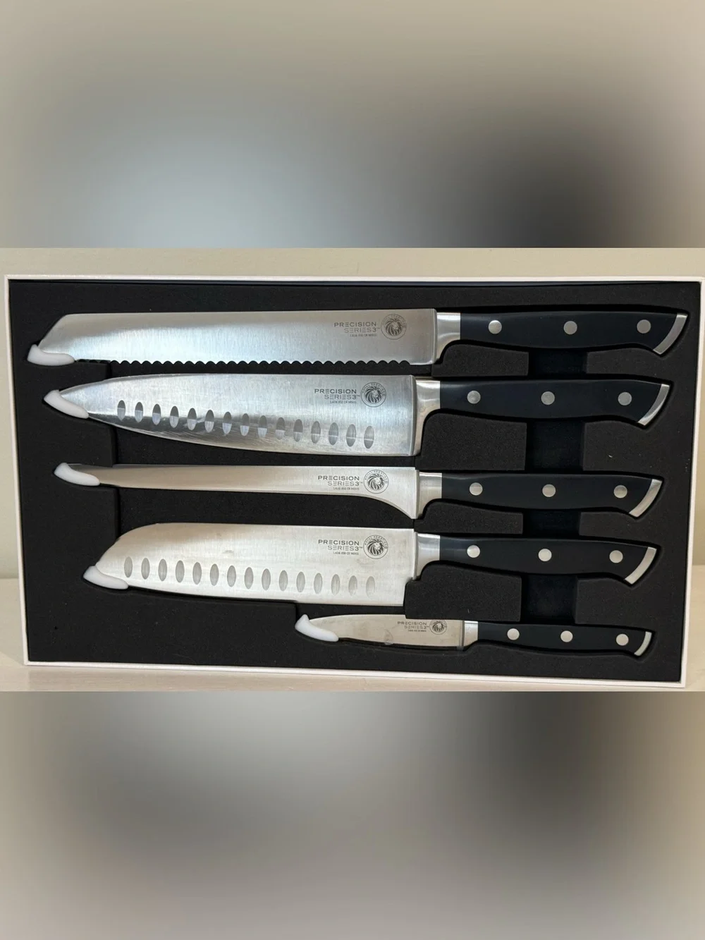 Royal Prestige Black Handle 5-Piece Kitchen Knife Set with Cleaver